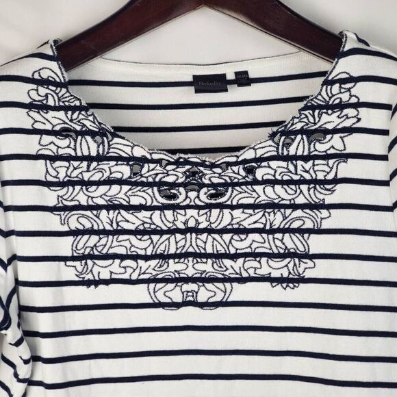 Rafaella Size XXL White/Blue Stripe Blouse Top - Picture 2 of 7